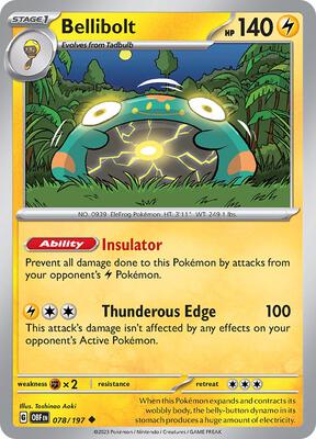 Bellibolt - 078/197 card from SV03: Obsidian Flames