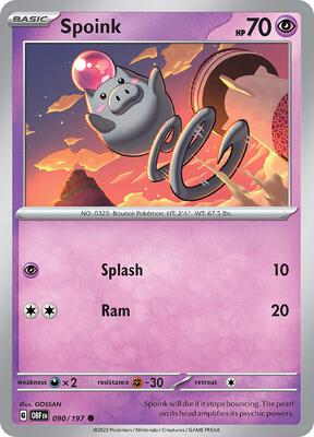 Spoink card from SV03: Obsidian Flames