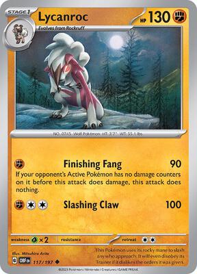 Lycanroc card from SV03: Obsidian Flames