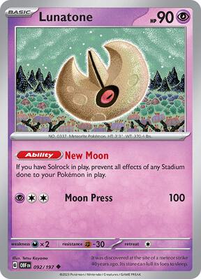 Lunatone card from SV03: Obsidian Flames