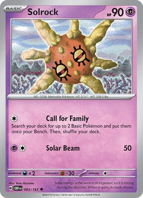 Solrock card from SV03: Obsidian Flames