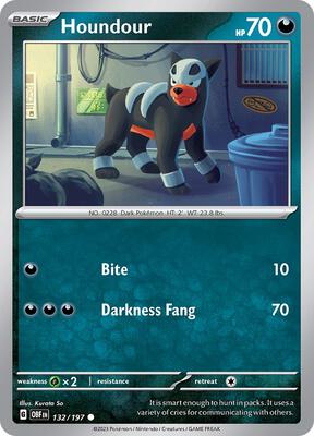 Houndour - 132/197 card from SV03: Obsidian Flames