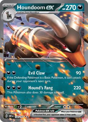 Houndoom ex card from SV03: Obsidian Flames