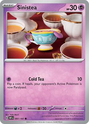 Sinistea card from SV03: Obsidian Flames