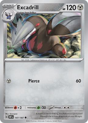 Excadrill card from SV03: Obsidian Flames