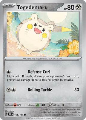 Togedemaru card from SV03: Obsidian Flames