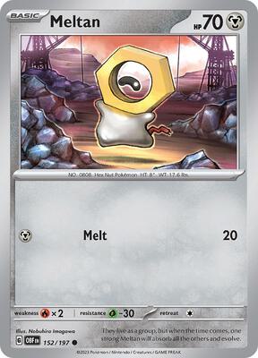 Meltan card from SV03: Obsidian Flames