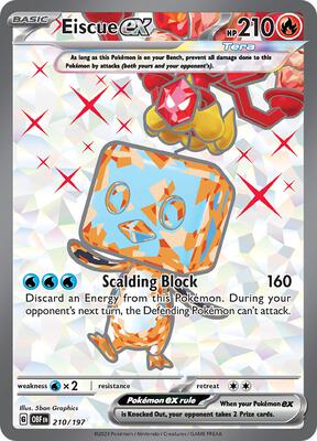 Eiscue ex - 210/197 card from SV03: Obsidian Flames