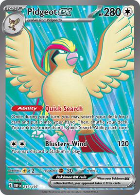 Pidgeot ex - 217/197 card from SV03: Obsidian Flames