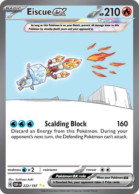 Eiscue ex - 222/197 card from SV03: Obsidian Flames