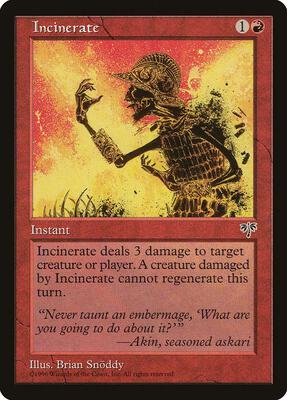 Incinerate card from Mirage