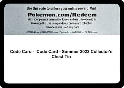Code Card - Summer 2023 Collector's Chest Tin card from SWSH05: Battle Styles