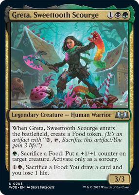 Greta, Sweettooth Scourge card from Wilds of Eldraine