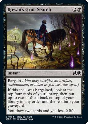 Rowan's Grim Search card from Wilds of Eldraine