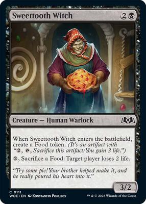 Sweettooth Witch card from Wilds of Eldraine