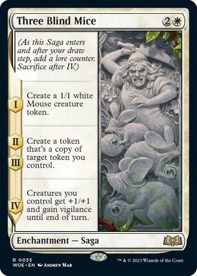 Three Blind Mice card from Wilds of Eldraine