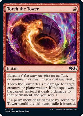 Torch the Tower card from Wilds of Eldraine
