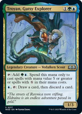 Troyan, Gutsy Explorer card from Wilds of Eldraine