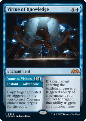 Virtue of Knowledge card from Wilds of Eldraine