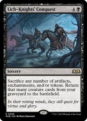 Lich-Knights' Conquest card from Wilds of Eldraine
