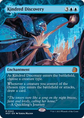 Kindred Discovery card from Wilds of Eldraine: Enchanting Tales