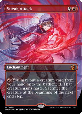 Sneak Attack (Anime Borderless) (Confetti Foil) card from Wilds of Eldraine: Enchanting Tales