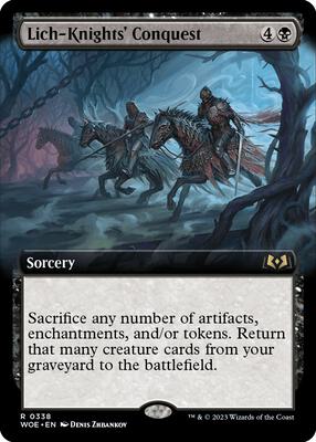 Lich-Knights' Conquest (Extended Art) card from Wilds of Eldraine