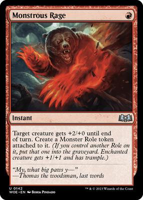 Monstrous Rage card from Wilds of Eldraine
