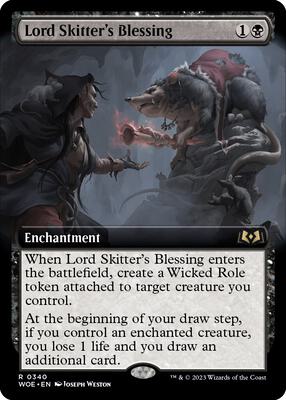 Lord Skitter's Blessing (Extended Art) card from Wilds of Eldraine