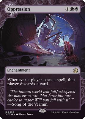 Oppression card from Wilds of Eldraine: Enchanting Tales