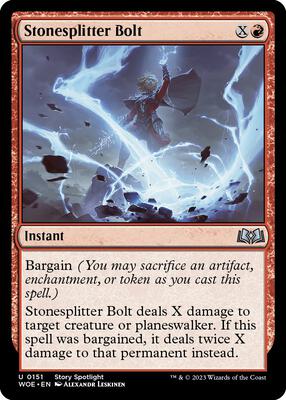 Stonesplitter Bolt card from Wilds of Eldraine