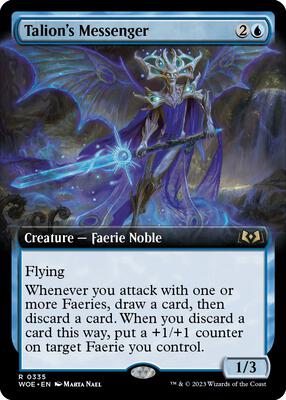 Talion's Messenger (Extended Art) card from Wilds of Eldraine
