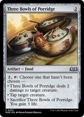 Three Bowls of Porridge card from Wilds of Eldraine