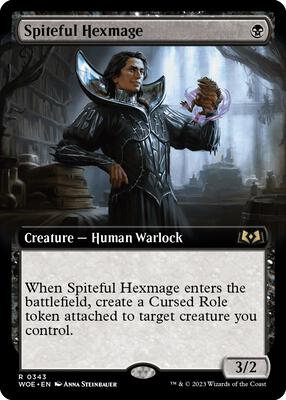 Spiteful Hexmage (Extended Art) card from Wilds of Eldraine
