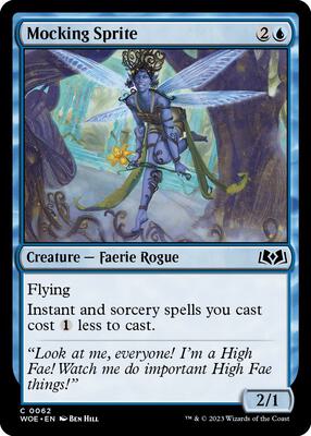 Mocking Sprite card from Wilds of Eldraine