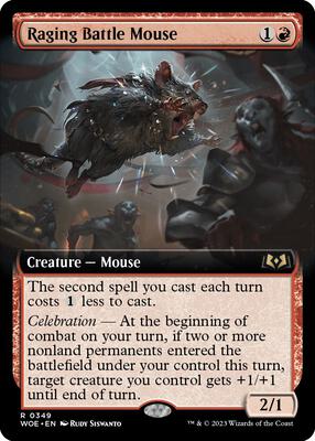 Raging Battle Mouse (Extended Art) card from Wilds of Eldraine