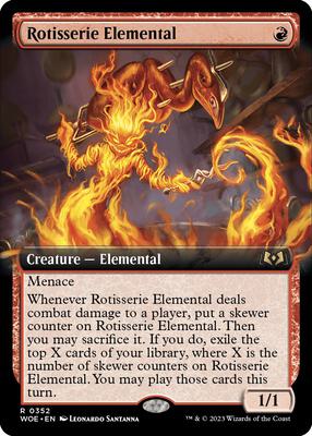 Rotisserie Elemental (Extended Art) card from Wilds of Eldraine