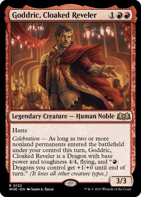 Goddric, Cloaked Reveler card from Wilds of Eldraine