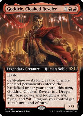 Goddric, Cloaked Reveler (Extended Art) card from Wilds of Eldraine