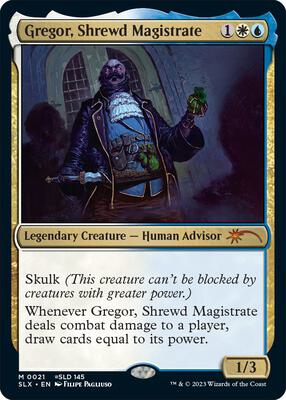 Gregor, Shrewd Magistrate card from SLX Cards