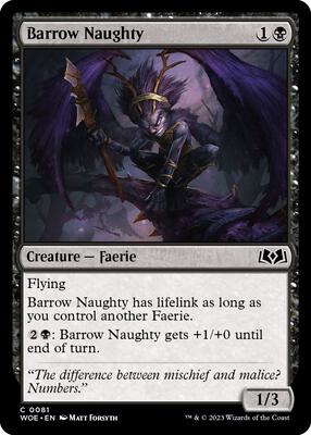 Barrow Naughty card from Wilds of Eldraine