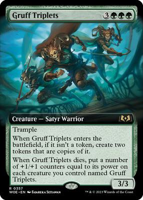 Gruff Triplets (Extended Art) card from Wilds of Eldraine
