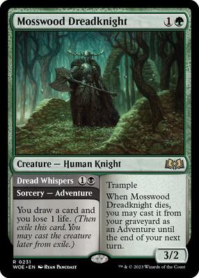 Mosswood Dreadknight card from Wilds of Eldraine