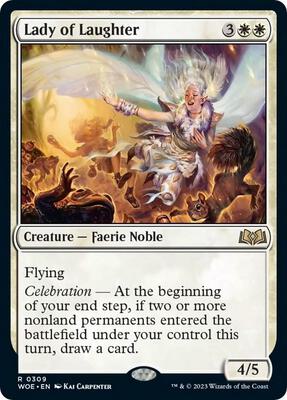 Lady of Laughter card from Wilds of Eldraine