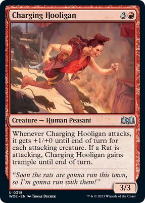 Charging Hooligan card from Wilds of Eldraine