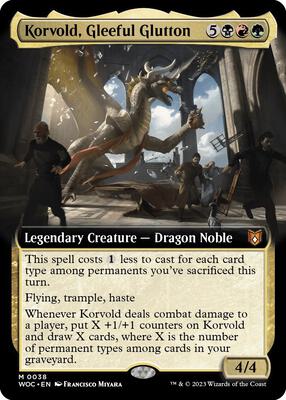 Korvold, Gleeful Glutton (Extended Art) card from Commander: Wilds of Eldraine