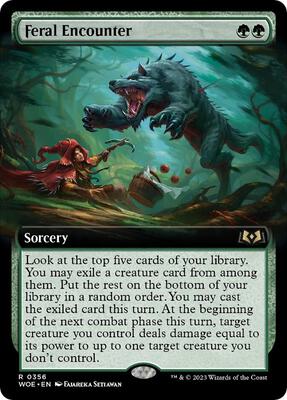Feral Encounter (Extended Art) card from Wilds of Eldraine