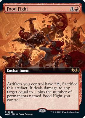 Food Fight (Extended Art) card from Wilds of Eldraine