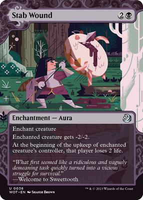 Stab Wound card from Wilds of Eldraine: Enchanting Tales