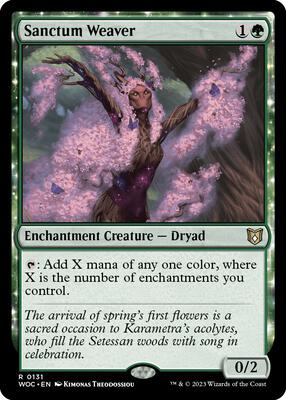 Sanctum Weaver card from Commander: Wilds of Eldraine